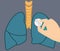 Lungs auscultation vector illustration.