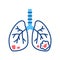 Lungs cancer line color icon. Human organ concept. Malignant neoplasm. Sign for web page, mobile app, button, logo