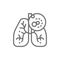 Lungs cancer, malignant tumor, oncology line icon.