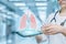 Lungs diseases innovative treatment model operating by a doctor