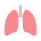 Lungs flat icon over white background. Human respiratory system with healthy internal organ