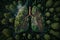 Lungs in the forest. Conceptual image. Generative AI