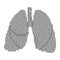 Lungs human anatomy respiratory organ abstract schematic from black ones and zeros binary digital code. Vector illustration