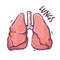 Lungs. Humans and animals internal organs. Medical theme for posters, leaflets, books, stickers. Human organ anatomy
