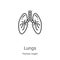 lungs icon vector from human organ collection. Thin line lungs outline icon vector illustration. Linear symbol for use on web and