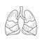 Lungs Line art black and white vector illustration