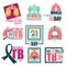 Lungs and magnifier world tuberculosis day isolated icons