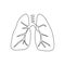 Lungs one line art. Continuous line drawing of human, internal, organs, lungs, bronchi, trachea, alveoli, bronchioles.