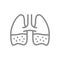 Lungs with phlegm line icon. Pleurisy, edema, pneumonia, tuberculosis, bronchitis symbol