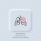 Lungs. Pneumonia icon. Asthma or tuberculosis. Inflammatory in lungs. Vector. UI icon. Neumorphic UI UX white user interface web