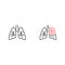 Lungs. Pneumonia icon, asthma or tuberculosis. Vector on isolated white background. EPS 10