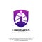 Lungs Shield logo vector, Health lungs logo template, design concept