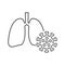 Lungs and virus line victor icon. Protection symbol from virus, air pollution