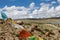 Lungta and Holy Kailas view from Manasarovar lake Tibet