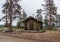 Luosto Finland, wooden toilet in the forest at Luosto