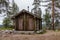 Luosto Finland, wooden toilet in the forest at Luosto