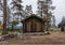 Luosto Finland, wooden toilet in the forest at Luosto