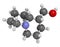 lupinine lupin alkaloid molecule. 3D rendering. Atoms are represented as spheres with conventional color coding: hydrogen (white