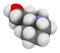 lupinine lupin alkaloid molecule. 3D rendering. Atoms are represented as spheres with conventional color coding: hydrogen (white