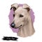 Lurcher dog, offspring of sighthound mated with pastoral breed or terrier, digital art illustration of cute canine