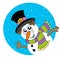 Lurking cartoon snowman