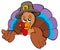 Lurking cartoon turkey in hat