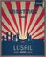 Lusail city skyline. Vintage Tourist Greeting Card