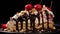 Luscious Banana Split Slice With Walnuts And Cherries - High Definition Food Photography