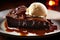 Luscious Brownie with ice cream and chocolate sauce