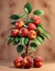 Luscious fresh ripened peaches with leaves,generative ai