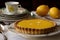 luscious lemon curd filling in delicate pastry crust for tart and sweet dessert