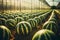Luscious, plump watermelons thriving in a sun-drenched greenhouse haven