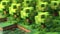 Lush 3D pixel trees in a serene green digital forest. AI generated