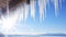 A Lush Array of Icicles Hanging Elegantly Against the Serenity of a Blue Sky