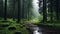 Lush Forest Under Fog: A Nature-inspired Wilderness