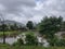 Lush green fields with rainwater