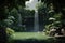 Lush, Green Forest With Hidden Waterfall Cascading Into Crystalclear Pool
