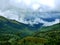 Lush Green Grass Mountains Forest Landscape with clouds