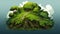 Lush Green Island: A Detailed Digital Painting Of Nature\\\'s Beauty