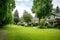 lush green lawns and well-kept homes in residential neighborhood