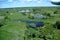 The lush green Okavango Delta in the Kalahari Semi-Desert