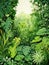 Lush green plants and foliage eco friendly background