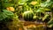 Lush green zucchini plants thriving in a sunlit summer garden