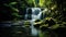 Lush greenery and tranquil waterfall in nature