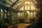 Lush Greenhouse inside plants. Generate Ai