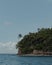 Lush island with tropical trees in the middle of a sea, off the coast of The Dominican Republic