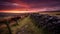 Lush Landscape: Stone Wall In Yorkshire At Sunset