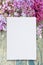 Lush multicolored bunches of lilac and white paper card