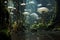 Lush Mushroom rain forest. Generate Ai