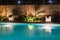 Lush pool lighting in backyard for luxury swimming pool design c